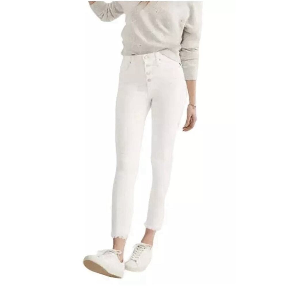 Madewell Women's White High Rise Cropped Button fly Jeans Size 27"